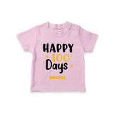 Happy 100 Days T-Shirt | Personalized Baby T-Shirt for 100 Days - BABY PINK - 0-5 Months Old (Chest 17")