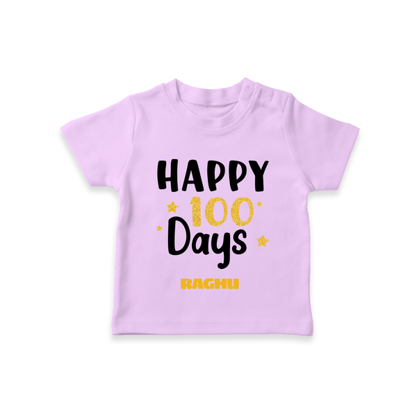 Happy 100 Days T-Shirt | Personalized Baby T-Shirt for 100 Days - LILAC - 0-5 Months Old (Chest 17")