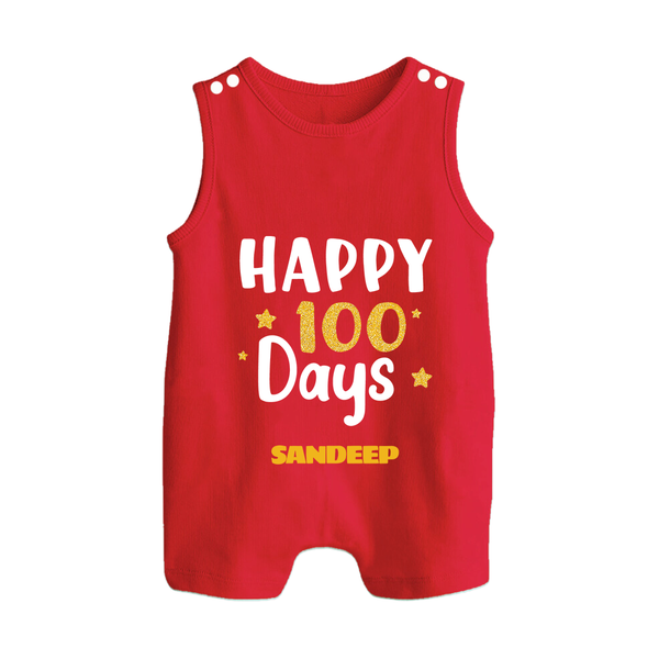 Happy 100 Days Romper Suit | Personalized Baby Romper Suit for 100 Days - RED - 0 - 5 Months Old (Chest 18")