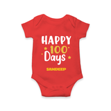 Happy 100 Days Romper | Personalized Baby Romper for 100 Days - RED - New Born (Chest 14")