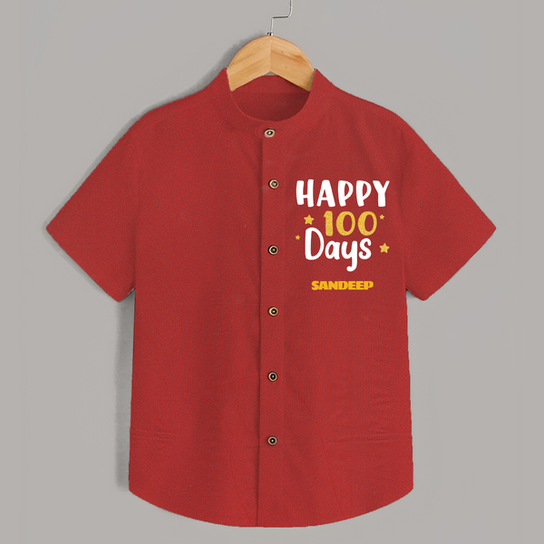 Happy 100 Days Shirt | Personalized Baby Shirt for 100 Days - RED - 0 - 6 Months Old (Chest 23")