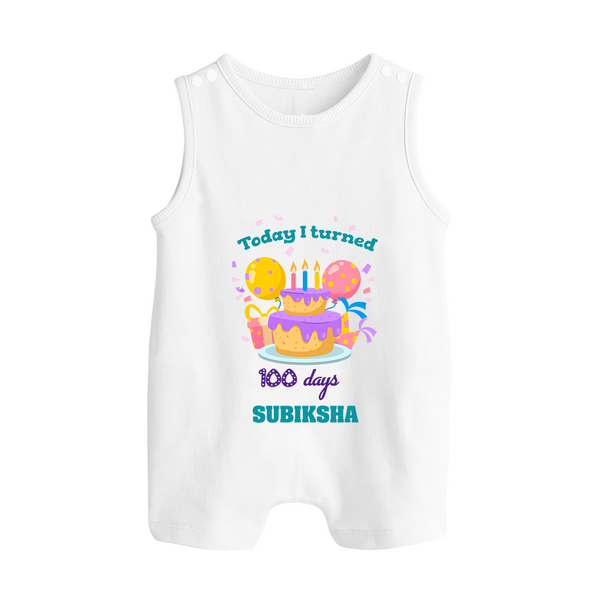 Today I Turned 100 Days | Personalized Baby Romper Suit for 100 Days - WHITE - 0 - 5 Months Old (Chest 18")