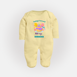 Today I Turned 100 Days | Personalized Baby Sleep Suit for 100 Days - PASTEL YELLOW - New Born (Chest 7.5")
