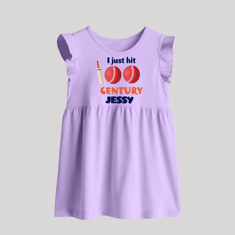 I Just Hit 100 Century Baby Frock | Custom Baby Frock for 100 Days Celebration - LILAC - 0 - 3 Months Old (Chest 17")