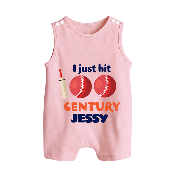 I Just Hit 100 Century Romper Suit | Custom Baby Romper Suit for 100 Days Celebration - BABY PINK - 0 - 5 Months Old (Chest 18")