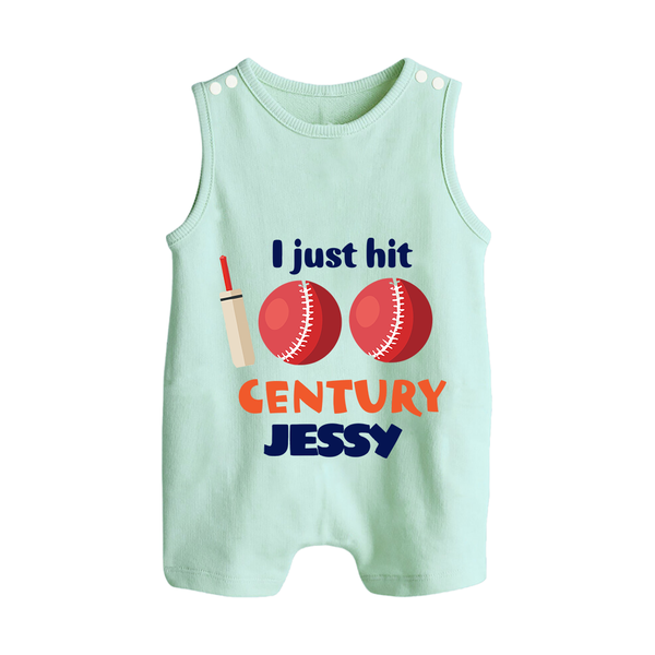 I Just Hit 100 Century Romper Suit | Custom Baby Romper Suit for 100 Days Celebration - MINT GREEN - 0 - 5 Months Old (Chest 18")