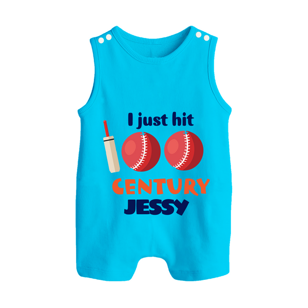 I Just Hit 100 Century Romper Suit | Custom Baby Romper Suit for 100 Days Celebration - SKY BLUE - 0 - 5 Months Old (Chest 18")