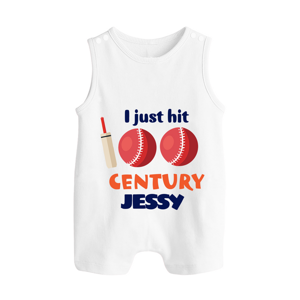 I Just Hit 100 Century Romper Suit | Custom Baby Romper Suit for 100 Days Celebration - WHITE - 0 - 5 Months Old (Chest 18")