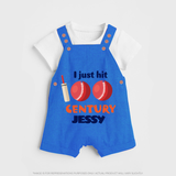 I Just Hit 100 Century Dungaree Set | Custom Baby Dungaree Set for 100 Days Celebration - COBALT BLUE - 0 - 5 Months Old (Chest 18")