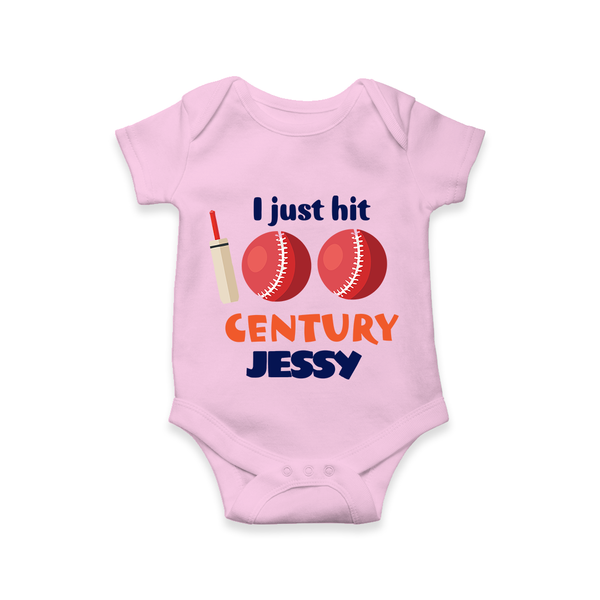 I Just Hit 100 Century Romper | Custom Baby Romper for 100 Days Celebration - BABY PINK - New Born (Chest 14")