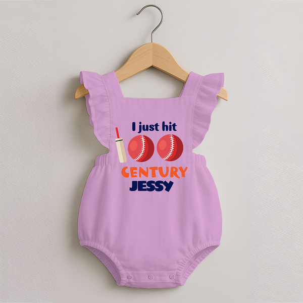 I Just Hit 100 Century Romper Frock | Custom Baby Romper Frock for 100 Days Celebration - BABY PINK - 0 - 3 Months Old (Chest 19")