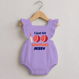 I Just Hit 100 Century Romper Frock | Custom Baby Romper Frock for 100 Days Celebration - LILAC - 0 - 3 Months Old (Chest 19")