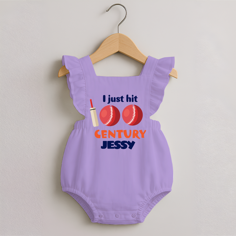 I Just Hit 100 Century Romper Frock | Custom Baby Romper Frock for 100 Days Celebration - LILAC - 0 - 3 Months Old (Chest 19")