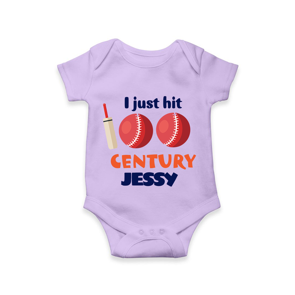 I Just Hit 100 Century Romper | Custom Baby Romper for 100 Days Celebration - LILAC - New Born (Chest 14")