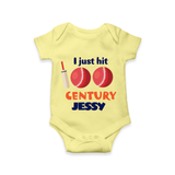 I Just Hit 100 Century Romper | Custom Baby Romper for 100 Days Celebration - PASTEL YELLOW - New Born (Chest 14")