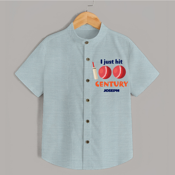 I Just Hit 100 Century Shirt | Custom Baby Shirt for 100 Days Celebration - ARCTIC BLUE - 0 - 6 Months Old (Chest 23")