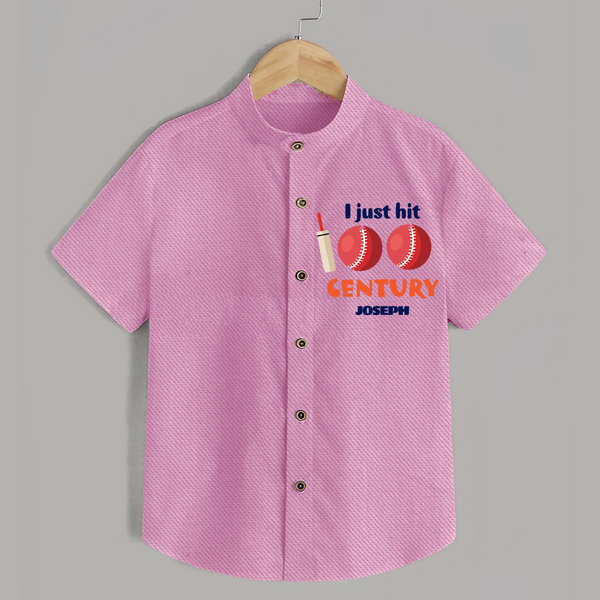 I Just Hit 100 Century Shirt | Custom Baby Shirt for 100 Days Celebration - BABY PINK - 0 - 6 Months Old (Chest 23")