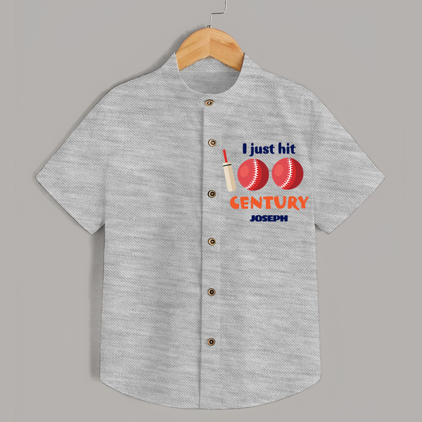 I Just Hit 100 Century Shirt | Custom Baby Shirt for 100 Days Celebration - GREY - 0 - 6 Months Old (Chest 23")
