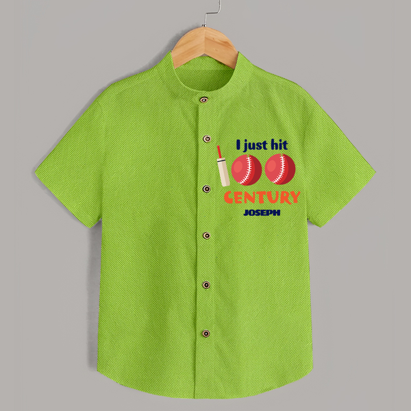 I Just Hit 100 Century Shirt | Custom Baby Shirt for 100 Days Celebration - LIME GREEN - 0 - 6 Months Old (Chest 23")