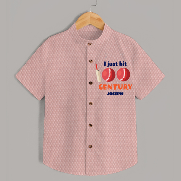 I Just Hit 100 Century Shirt | Custom Baby Shirt for 100 Days Celebration - PEACH - 0 - 6 Months Old (Chest 23")