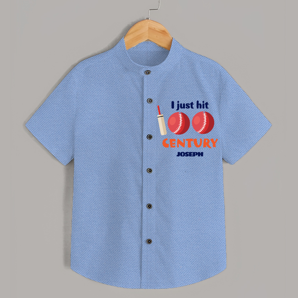 I Just Hit 100 Century Shirt | Custom Baby Shirt for 100 Days Celebration - SKY BLUE - 0 - 6 Months Old (Chest 23")