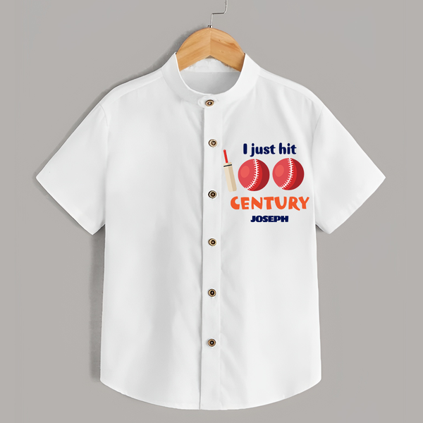 I Just Hit 100 Century Shirt | Custom Baby Shirt for 100 Days Celebration - WHITE - 0 - 6 Months Old (Chest 23")