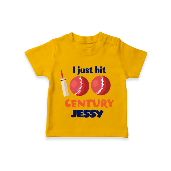 I Just Hit 100 Century T-Shirt | Custom Baby T-Shirt for 100 Days Celebration - CHROME YELLOW - 0-5 Months Old (Chest 17")