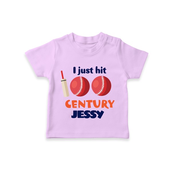 I Just Hit 100 Century T-Shirt | Custom Baby T-Shirt for 100 Days Celebration - LILAC - 0-5 Months Old (Chest 17")