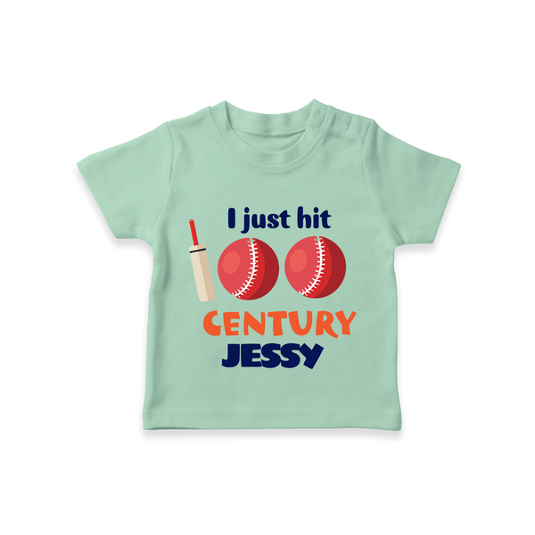 I Just Hit 100 Century T-Shirt | Custom Baby T-Shirt for 100 Days Celebration - MINT GREEN - 0-5 Months Old (Chest 17")