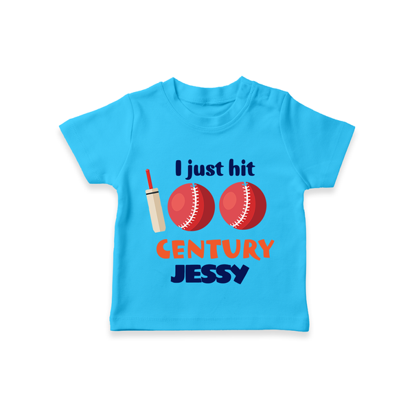 I Just Hit 100 Century T-Shirt | Custom Baby T-Shirt for 100 Days Celebration - SKY BLUE - 0-5 Months Old (Chest 17")