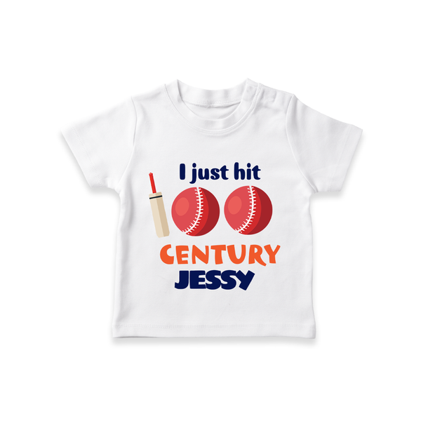 I Just Hit 100 Century T-Shirt | Custom Baby T-Shirt for 100 Days Celebration - WHITE - 0-5 Months Old (Chest 17")