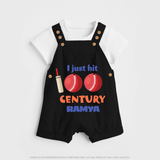 I Just Hit 100 Century Dungaree Set | Custom Baby Dungaree Set for 100 Days Celebration - BLACK - 0 - 5 Months Old (Chest 18")