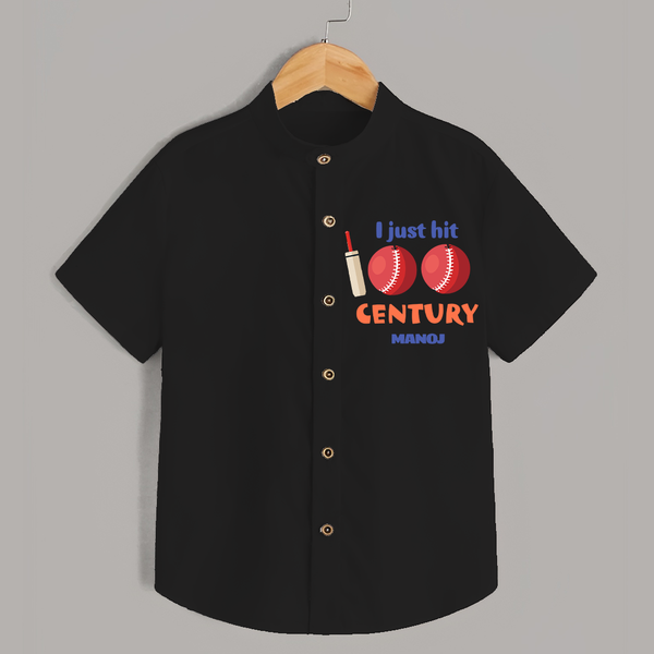 I Just Hit 100 Century Shirt | Custom Baby Shirt for 100 Days Celebration - BLACK - 0 - 6 Months Old (Chest 23")