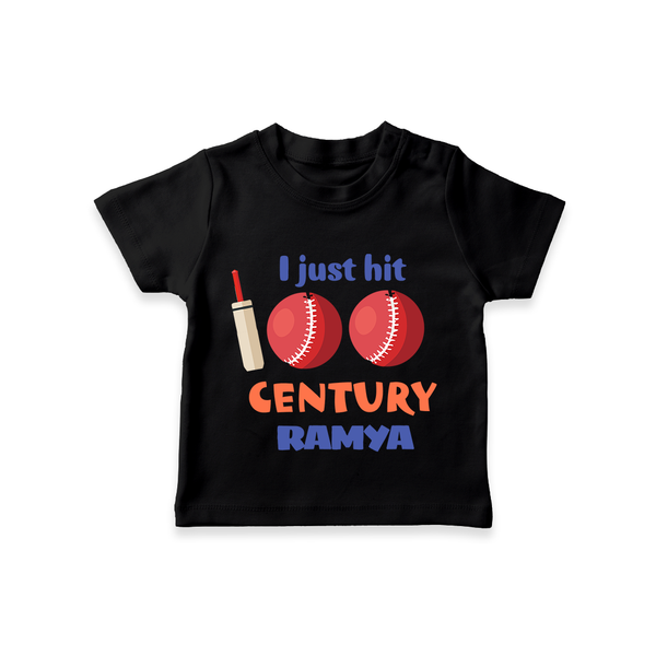 I Just Hit 100 Century T-Shirt | Custom Baby T-Shirt for 100 Days Celebration - BLACK - 0-5 Months Old (Chest 17")