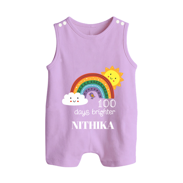 100 Days Brighter Romper Suit | Personalized Baby Romper Suit for 100 Days of Joy - LILAC - 0 - 5 Months Old (Chest 18")