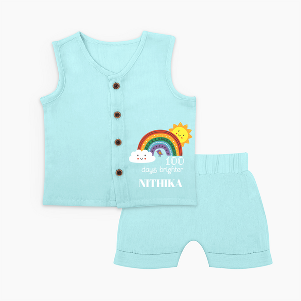 100 Days Brighter Jabla Set | Personalized Baby Jabla Set for 100 Days of Joy - BABY BLUE - 0 - 3 Months Old (Chest 9.8")
