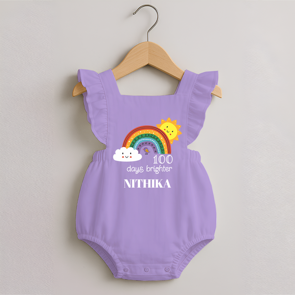 100 Days Brighter Romper Frock | Personalized Baby Romper Frock for 100 Days of Joy - LILAC - 0 - 3 Months Old (Chest 19")