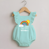 100 Days Brighter Romper Frock | Personalized Baby Romper Frock for 100 Days of Joy - MINT GREEN - 0 - 3 Months Old (Chest 19")