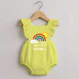 100 Days Brighter Romper Frock | Personalized Baby Romper Frock for 100 Days of Joy - PASTEL YELLOW - 0 - 3 Months Old (Chest 19")