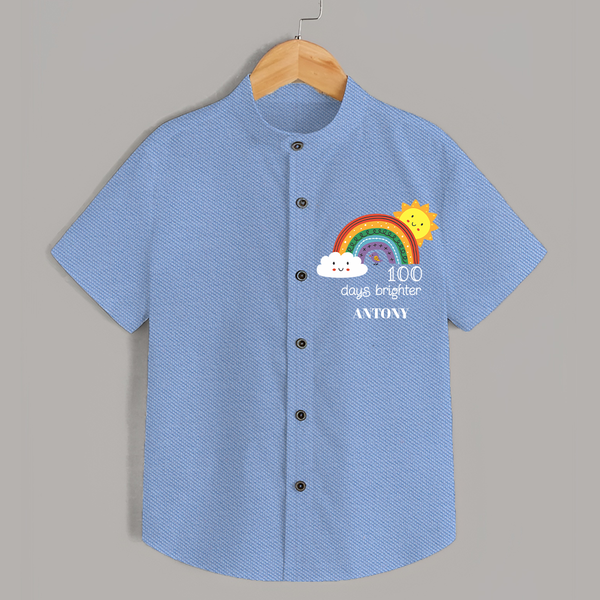 100 Days Brighter Shirt | Personalized Baby Shirt for 100 Days of Joy - SKY BLUE - 0 - 6 Months Old (Chest 23")