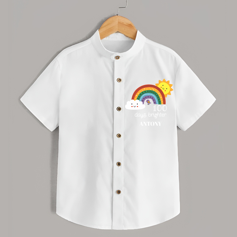 100 Days Brighter Shirt | Personalized Baby Shirt for 100 Days of Joy - WHITE - 0 - 6 Months Old (Chest 23")