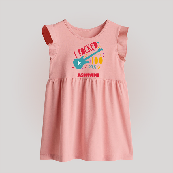 I Rocked 100 Days Baby Frock | Custom Baby Frock for 100 Days Celebration - BABY PINK - 0 - 3 Months Old (Chest 17")