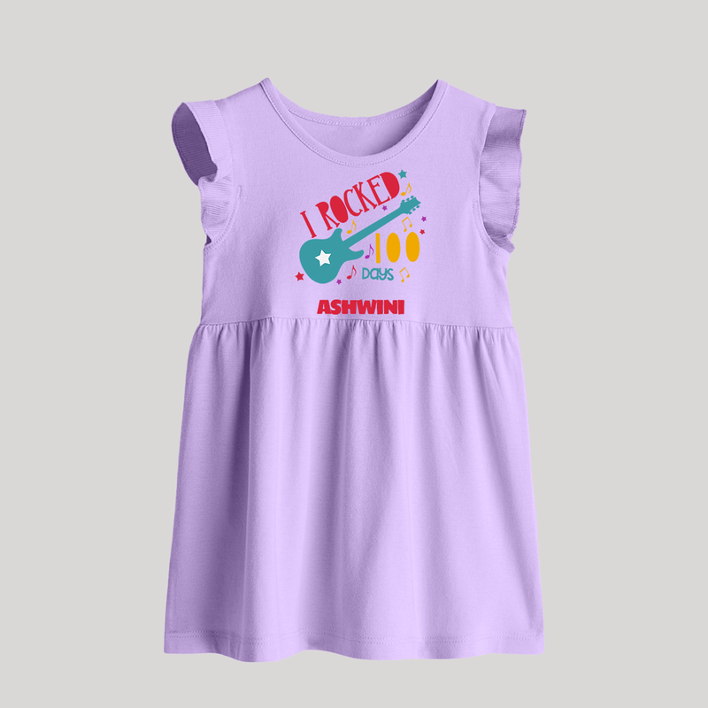 I Rocked 100 Days Baby Frock | Custom Baby Frock for 100 Days Celebration - LILAC - 0 - 3 Months Old (Chest 17")