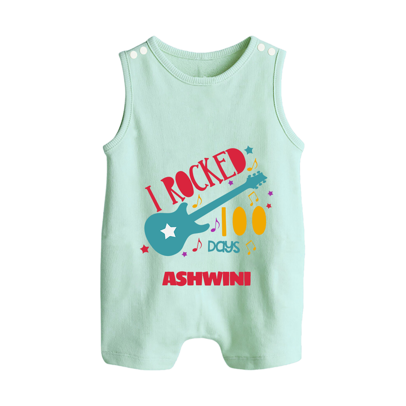 I Rocked 100 Days Romper Suit | Custom Baby Romper Suit for 100 Days Celebration - MINT GREEN - 0 - 5 Months Old (Chest 18")