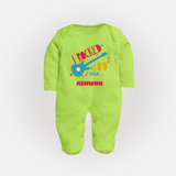 I Rocked 100 Days Sleep Suit | Custom Baby Sleep Suit for 100 Days Celebration - LIME GREEN - New Born (Chest 7.5")