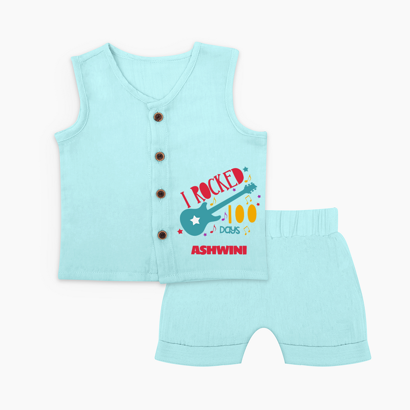 I Rocked 100 Days Jabla Set | Custom Baby Jabla Set for 100 Days Celebration - BABY BLUE - 0 - 3 Months Old (Chest 9.8")