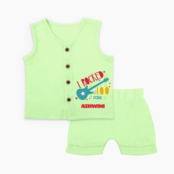 I Rocked 100 Days Jabla Set | Custom Baby Jabla Set for 100 Days Celebration - PASTEL GREEN - 0 - 3 Months Old (Chest 9.8")