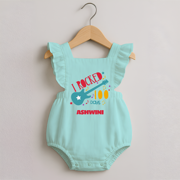I Rocked 100 Days Romper Frock | Custom Baby Romper Frock for 100 Days Celebration - MINT GREEN - 0 - 3 Months Old (Chest 19")