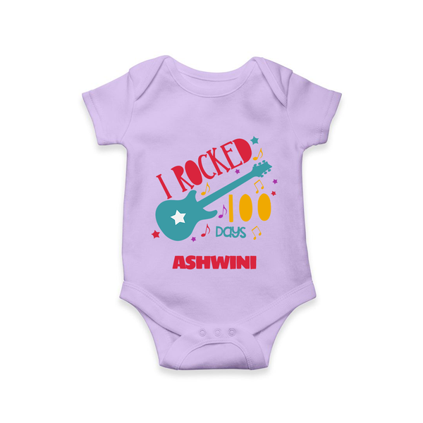 I Rocked 100 Days Romper | Custom Baby Romper for 100 Days Celebration - LILAC - New Born (Chest 14")