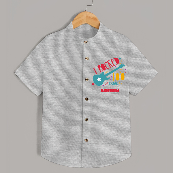 I Rocked 100 Days Shirt | Custom Baby Shirt for 100 Days Celebration - GREY - 0 - 6 Months Old (Chest 23")